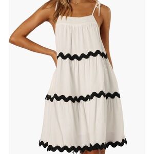 Petal and pip Uma Rickrack Trim Linen Trapeze Dress